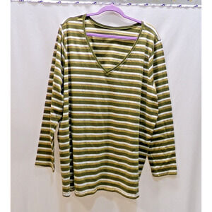 Lane Bryant 26 / 28 Long Sleeve Blouse Top With gold glitter stripes